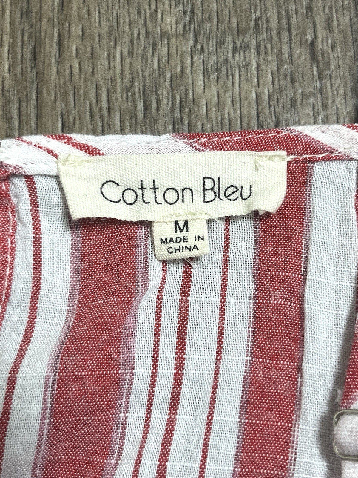 Cotton Bleu Orange White Stripe Ruffle Top Sz M High Neck Sleeveless 100% Cotton