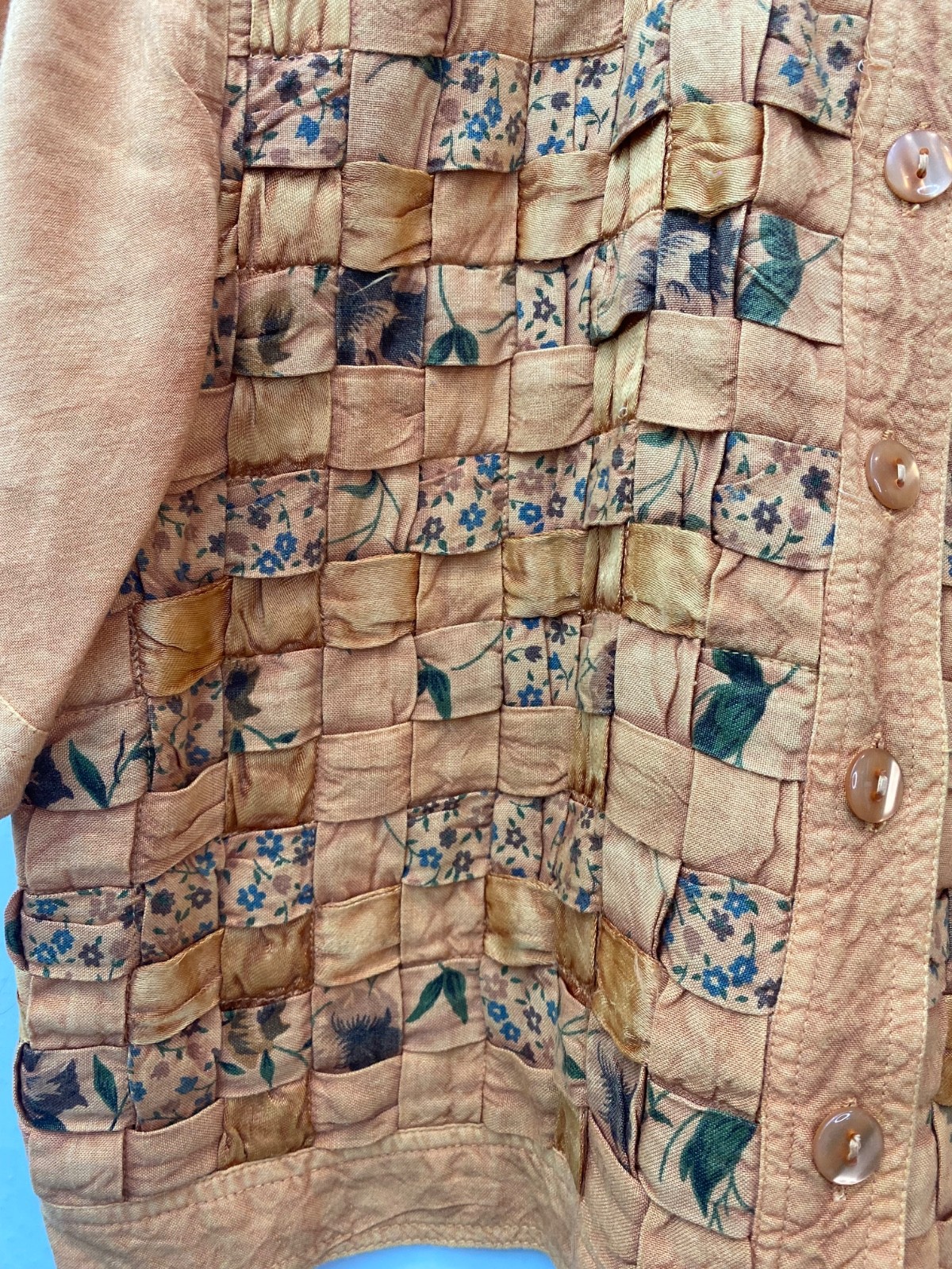 Country Wear Casuals Short Sleeve Woven Quilted Front Cardigan Jacket Medium