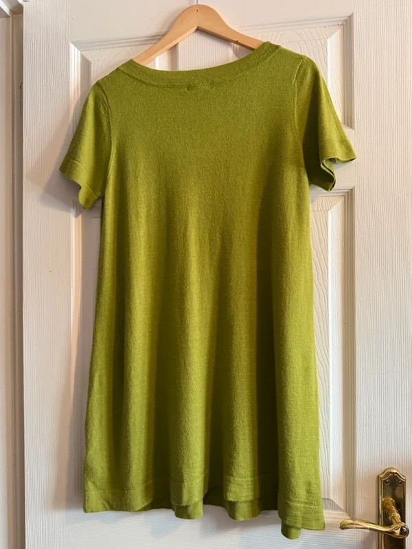 Monsoon Lime Green Wool Blend Tunic Top UK 22 Soft Knit Short Sleeve
