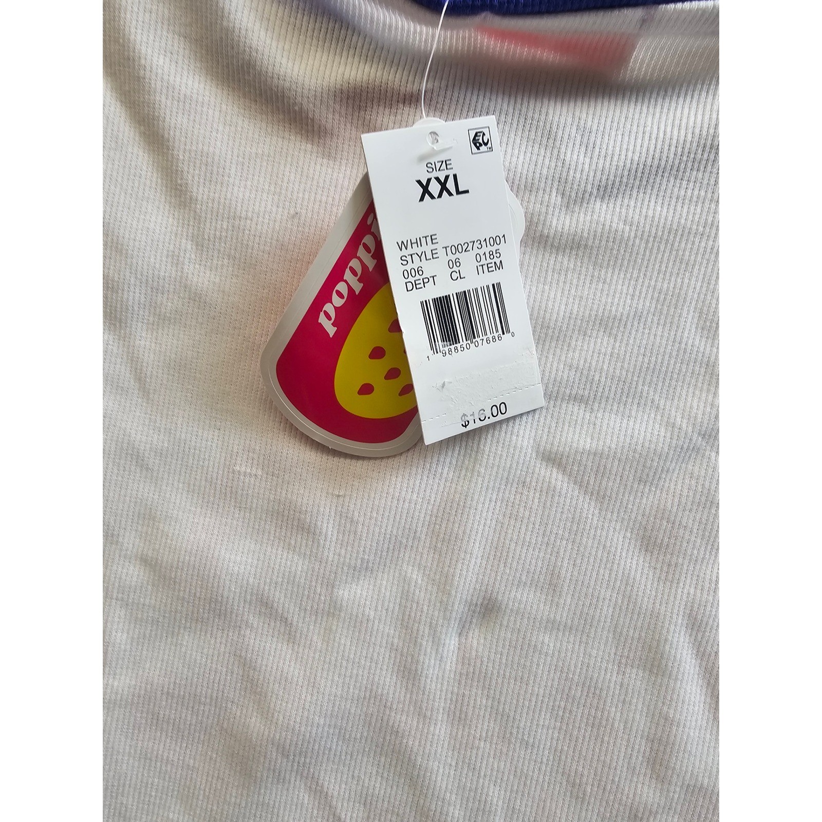Poppi Somebody at Poppi Loves Me Ringer T-Shirt White Blue XXL T002731001