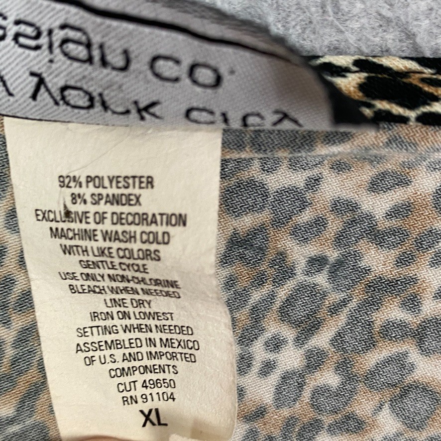 New York City Design Co Top Womens XL Animal Print Lace Trim Cami Slit Front