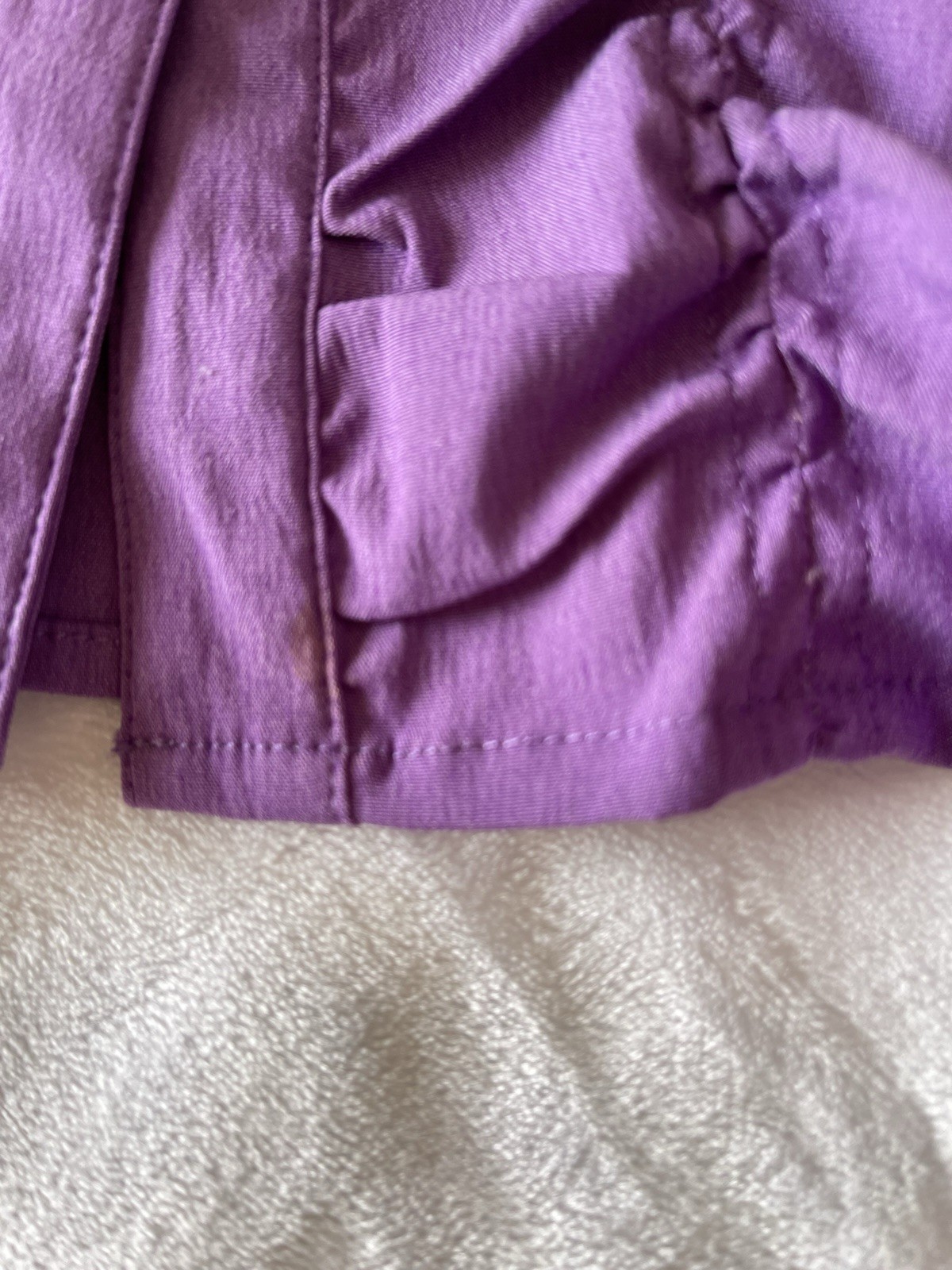 Fred David Women’s S Purple Collared Button-Up Ruffle Front Cap Sleeve Blouse