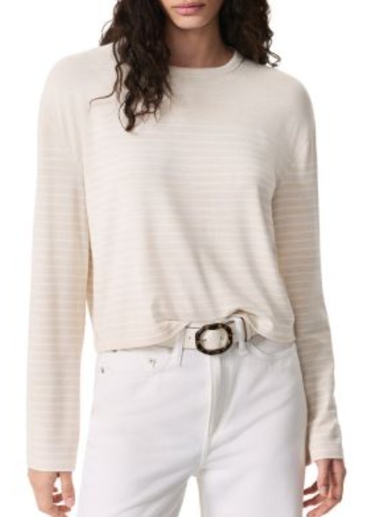 NWT $ 188 Rag & Bone The Knit Stripe Boxy LS In Ivory/White Size: Large