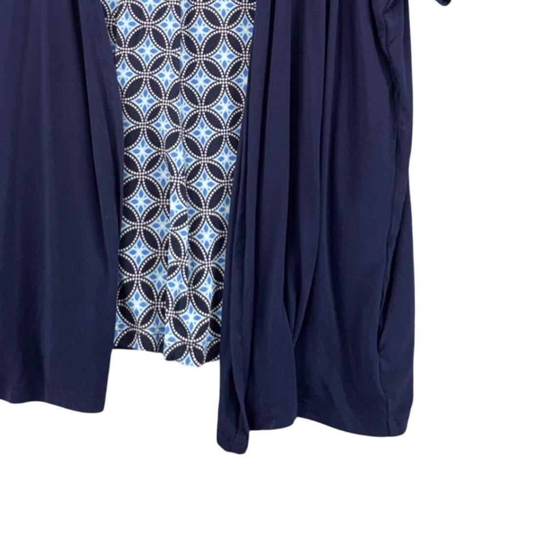 Croft and Barrow Woman Faux Twin Set Size 2X Navy Artsy Artistic Eclectic Casual