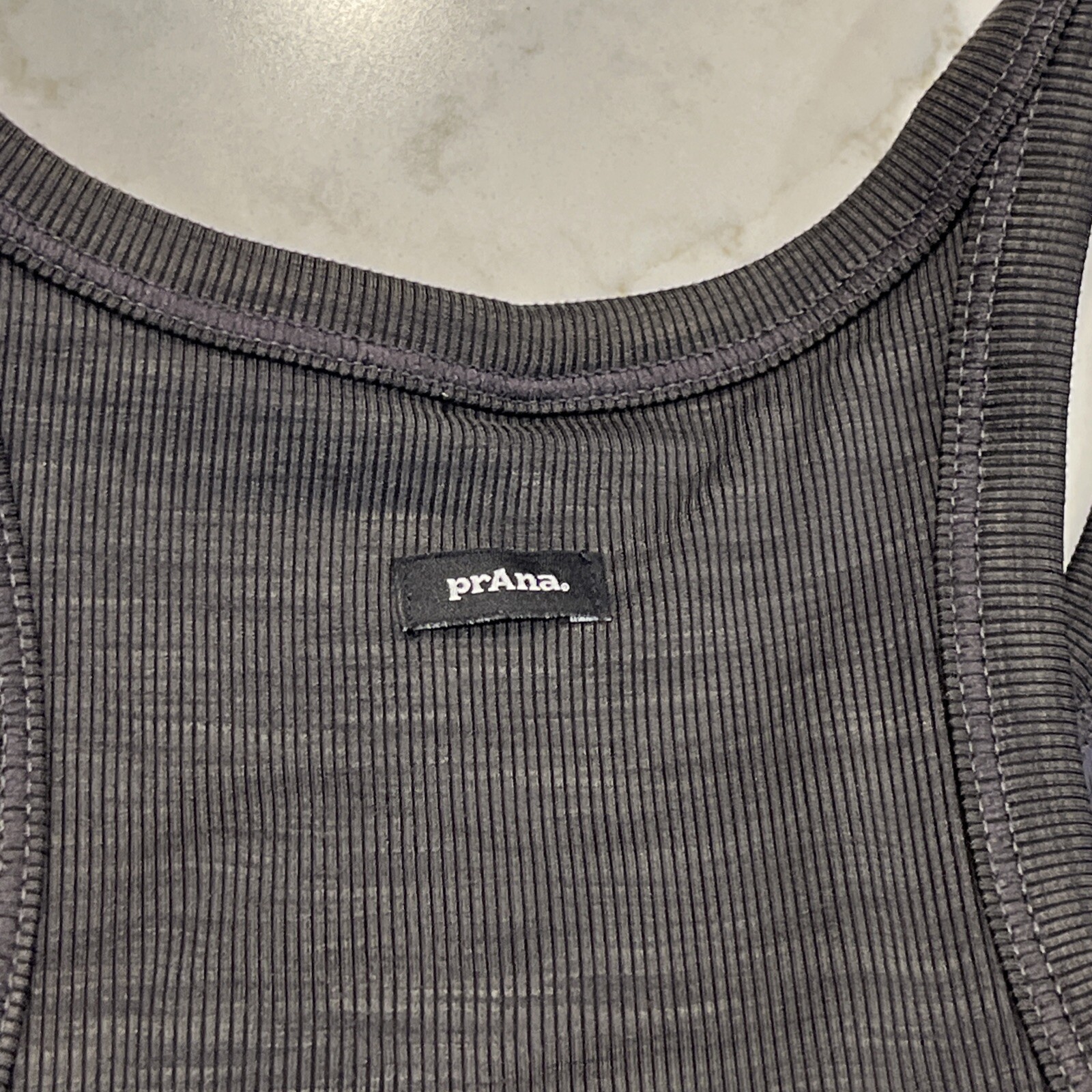 PrAna Becksa Tank Plus Black Heather 1X UPF 50 Shelf Bra Compression Stretch NWT