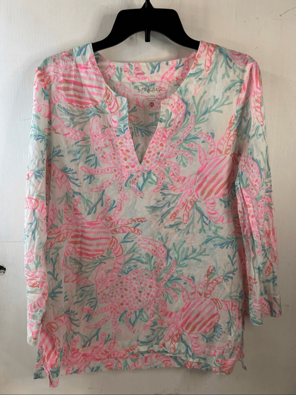 Lilly Pulitzer Amelia Island top pink crab rn#88189 shirt