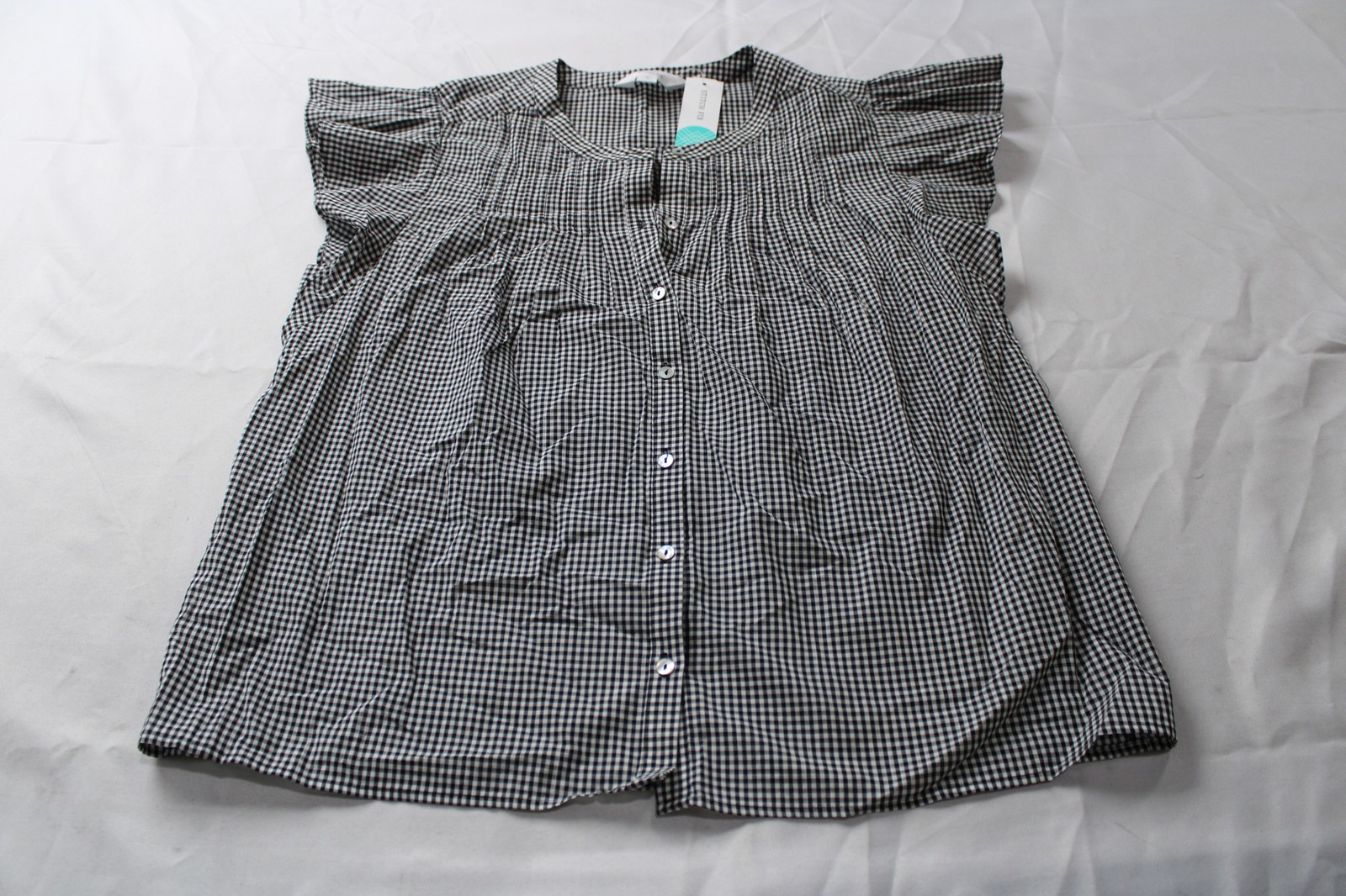 Market & Spruce Women’s Emile Button Down Cotton Blouse MS7 Black Medium NWT