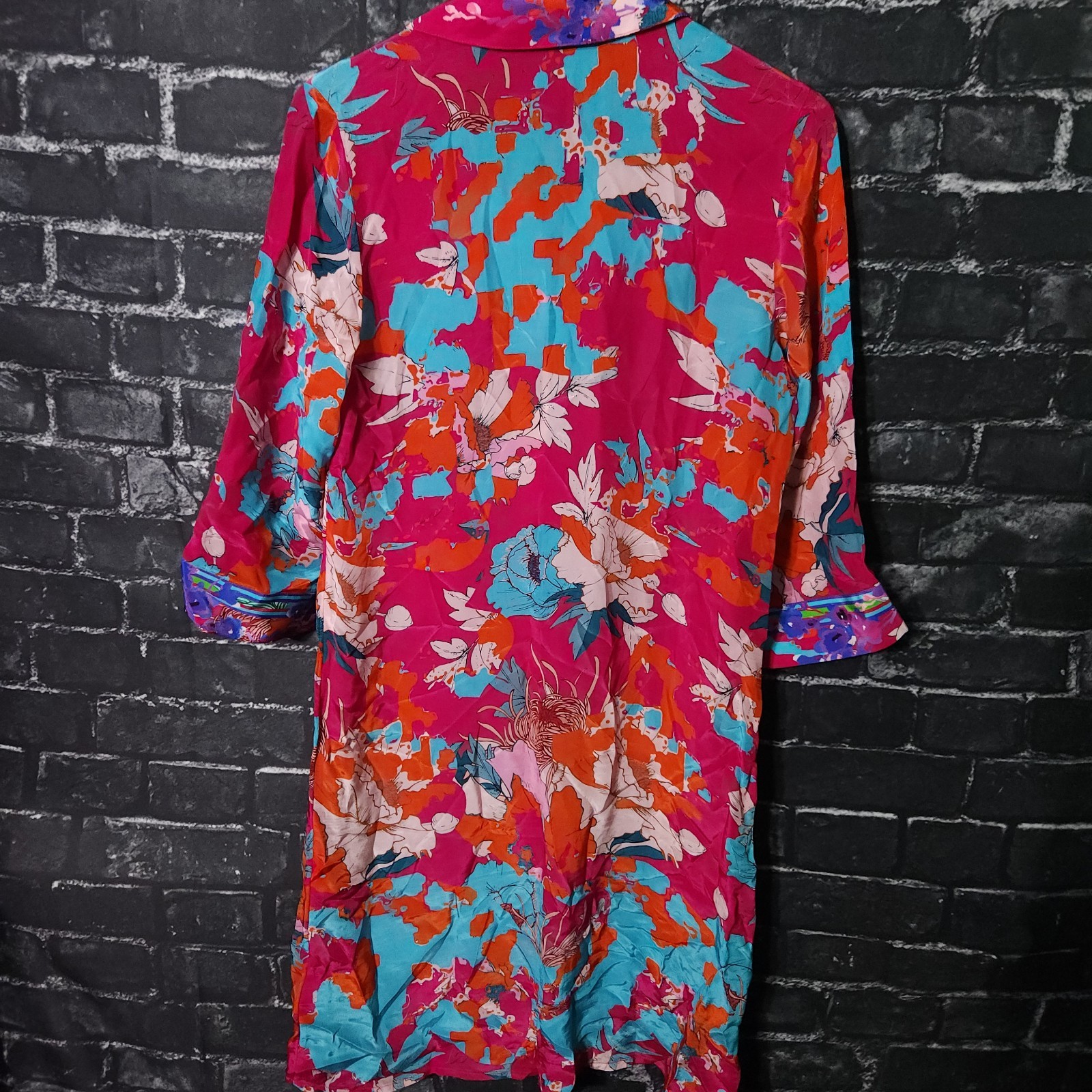 Soft Surroundings Womans XS Pink Floral Button Up Gown