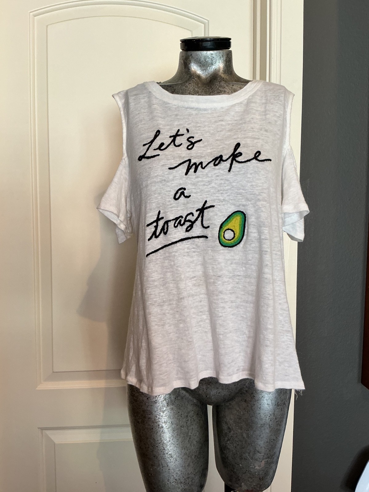 Miss Me Top vegan vegetarian Lets Make A Toast Avocado Open Shoulder L