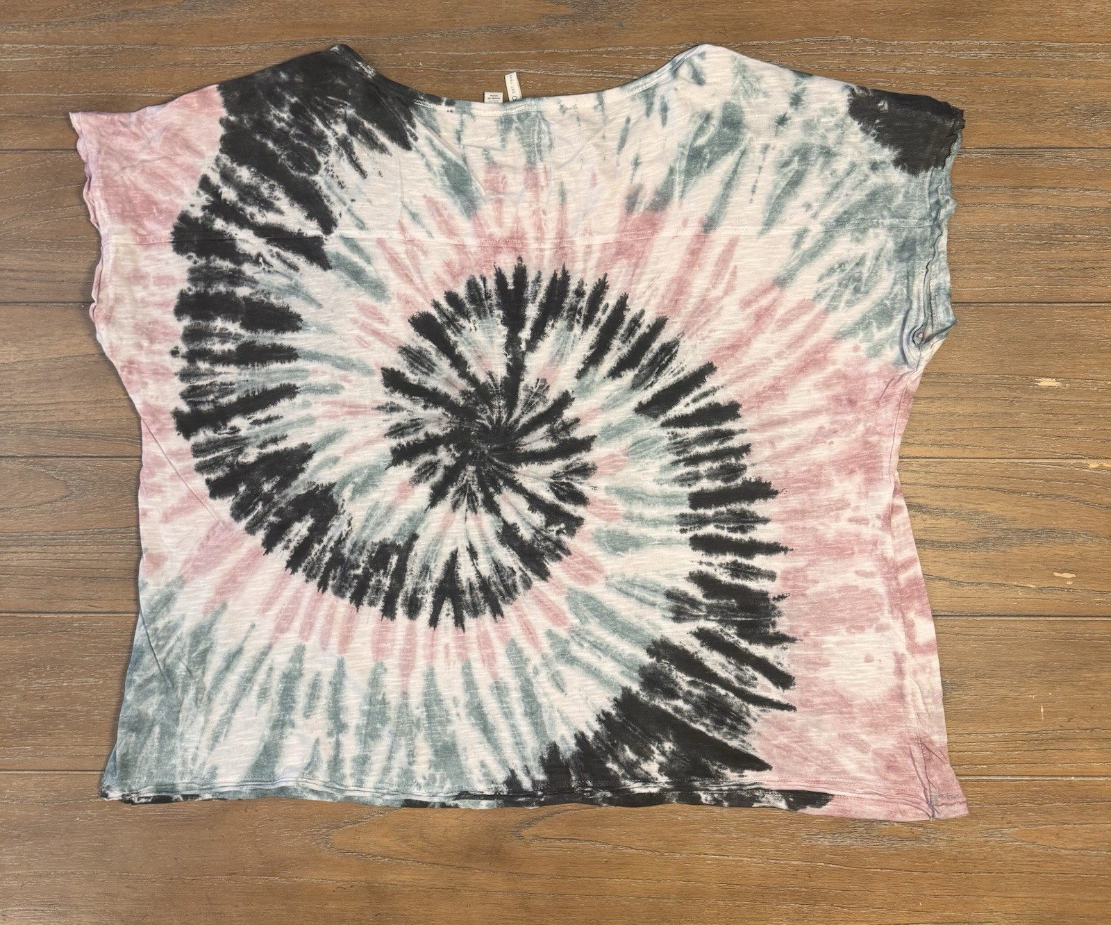 Cato Pink Black Blue Tie Dye Knit Crew Neck Short Sleeve T-Shirt Plus 18/20