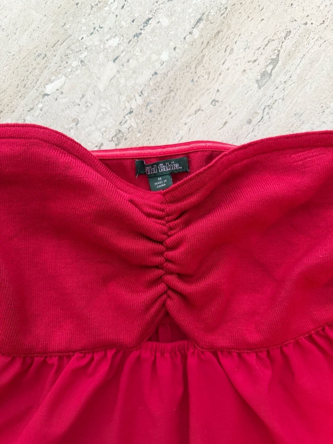 Wild Fable Red Strapless Ruched Eyelet Hem Tube Top