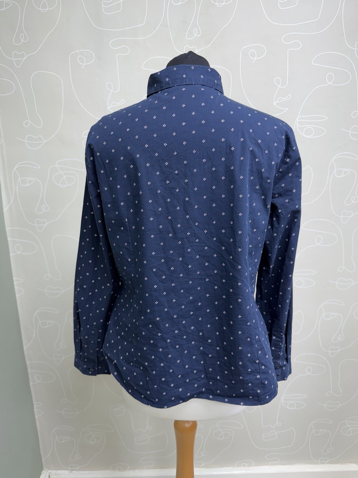 Marks & Spencer Shirt Size 16 Ladies Shirt Blouse Navy Long Sleeve Smart Office