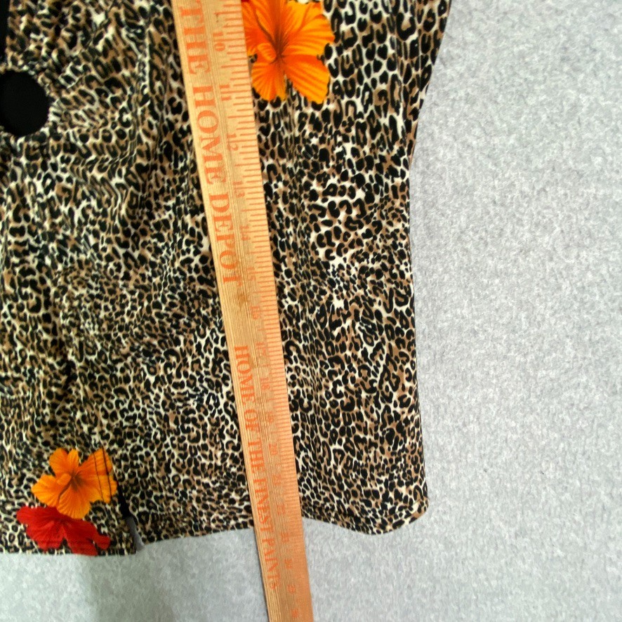 New York City Design Co Top Womens XL Animal Print Lace Trim Cami Slit Front
