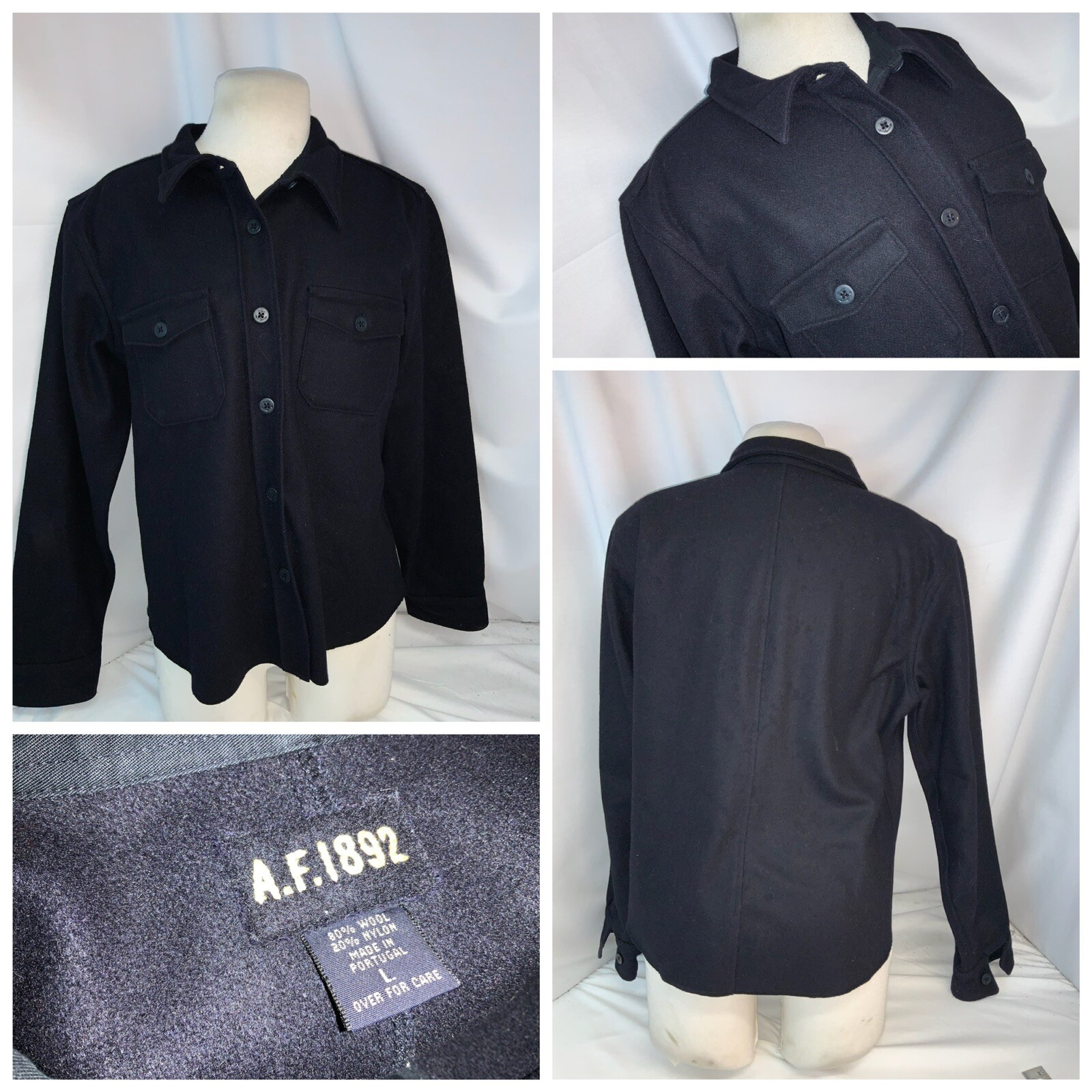 AF 1892 Abercrombie Button Shirt L Women Gray Wool Nylon Portugal YGI K1-244