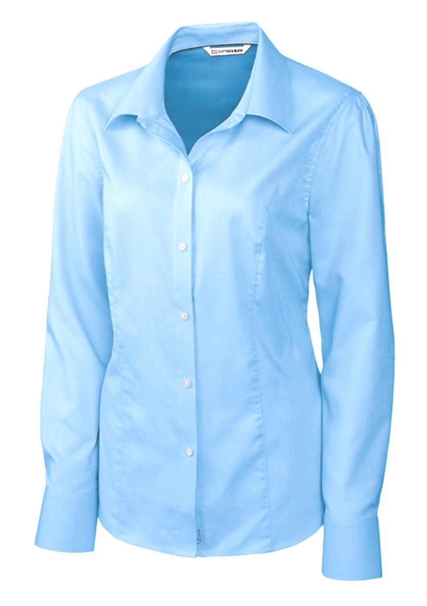 Cutter & Buck Womens Epic Nailshead Button UP Blue Shirt Long Sleeve Sm LCW04124