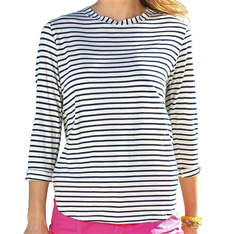 Fresh Produce small moonlight blue oatmeal mariner stripe jersey top $59 nwt s