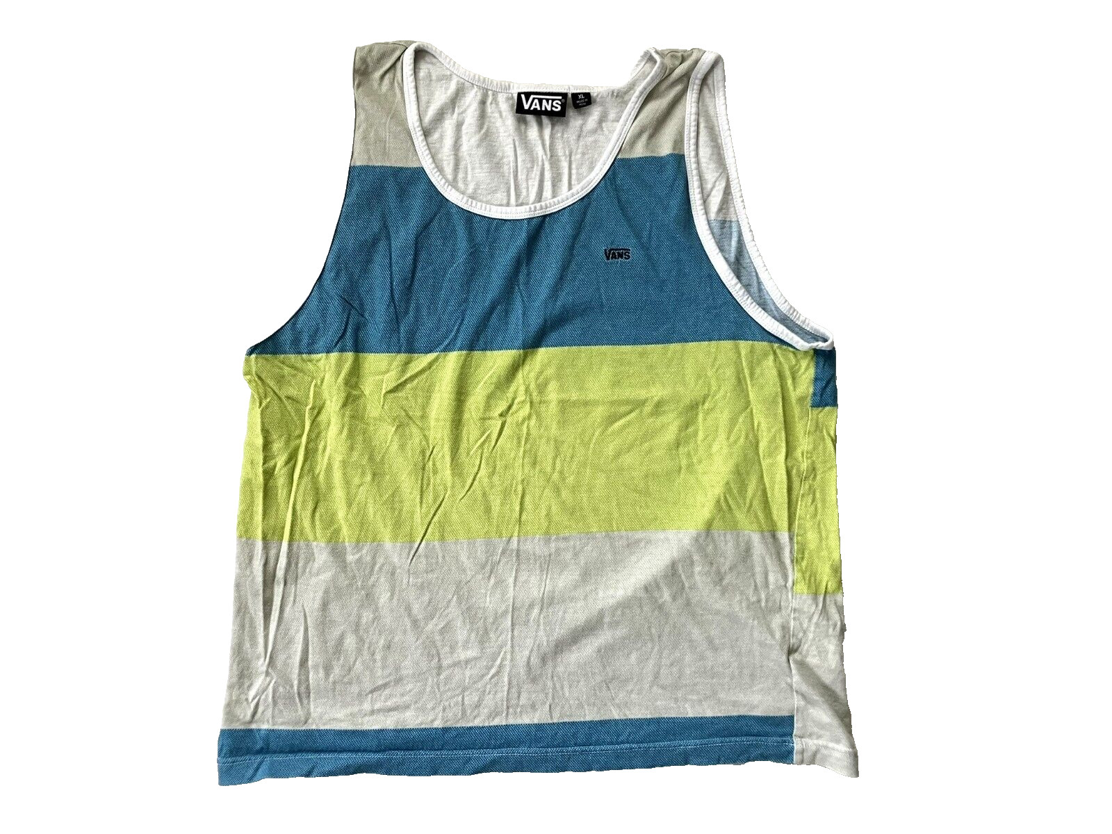 VANS Blue/Gray/Yellow SUMMER TANK TOP Skate/Surf Board Beach Gym Shirt Women XL
