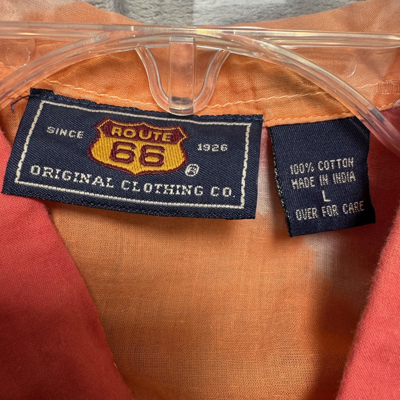 Route 66 Shirt Womens Large Orange Red Tie Dye Sleeveless Button Front Tie Top