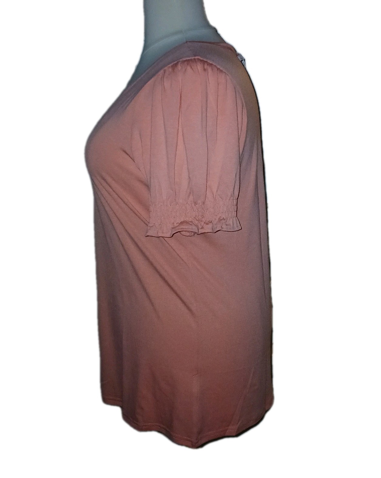 NWT WIHOLL Womens XXL Square-Neck Smock Ruffle Puffy Short Sleeve Top Orange