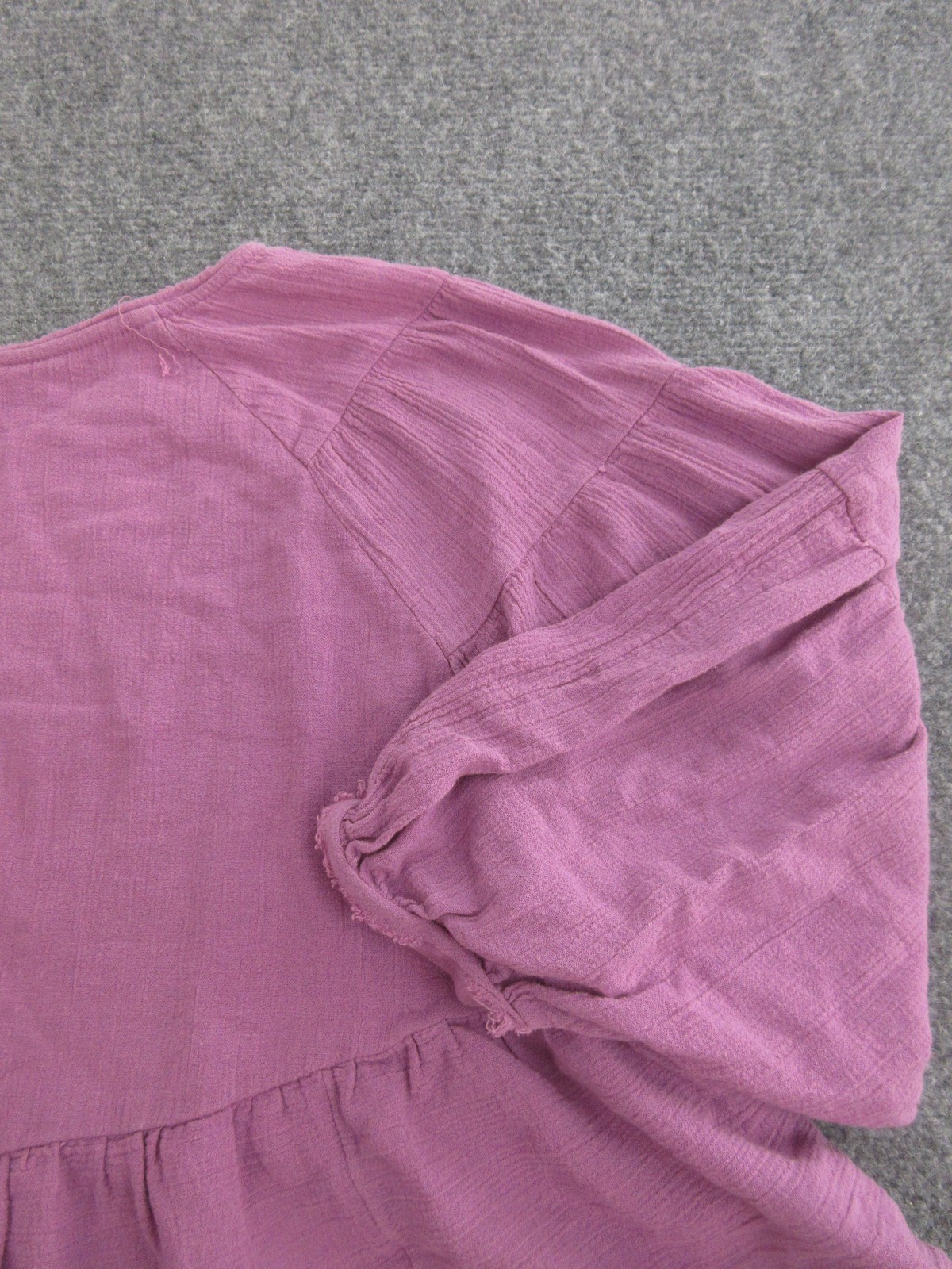 Free People Blouse Womens Small Purple Ruffle Hem Balloon Sleeve Scoop Neck Boho