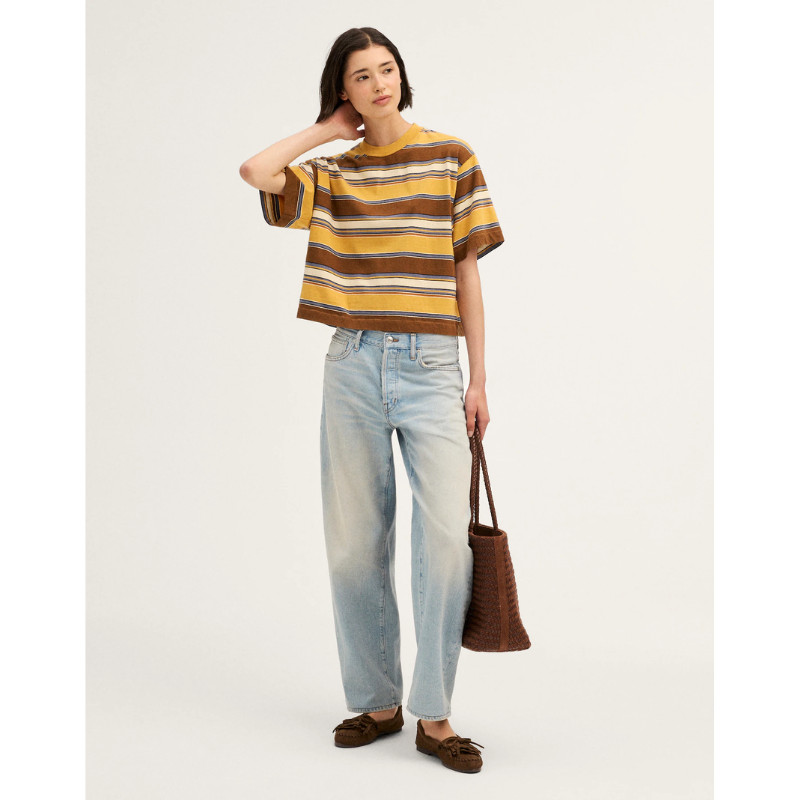 Madewell The Boxy Crop Tee in Allday Jersey Tinsel Stripe