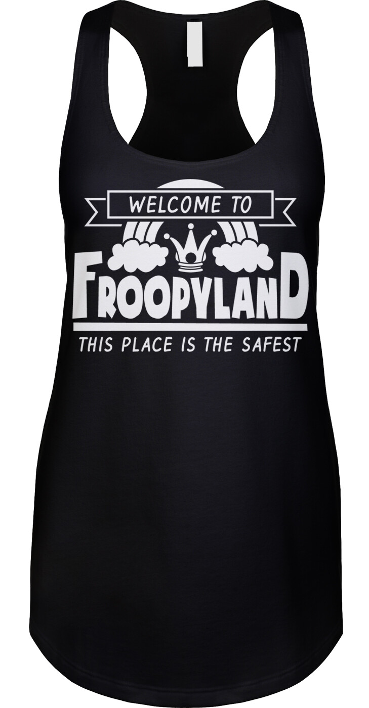 Froopyland Funny Comedy Party Tv SciFi Comic Con Morty Cartoon Racerback Tank