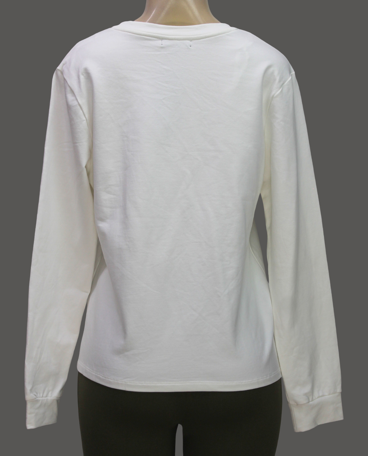 Caroline Morgan Ribbon Drawstring Sweatshirt Top Stretch Stretch Ivory Size 12