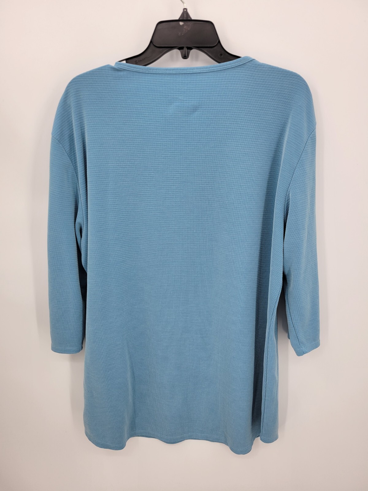 Segments Top Womens XXL Blue Textured Tencel Blend 3/4 Sleeve Casual Pullover