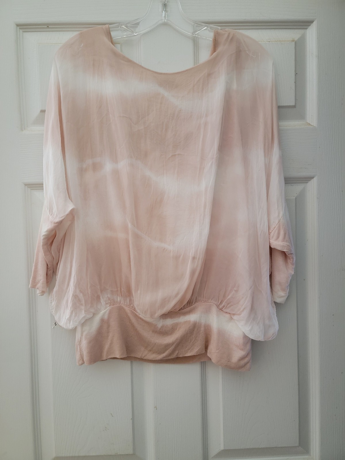Cobblestone Living Blush Pink Silk Overlay Viscose Shell Top Made in Italy