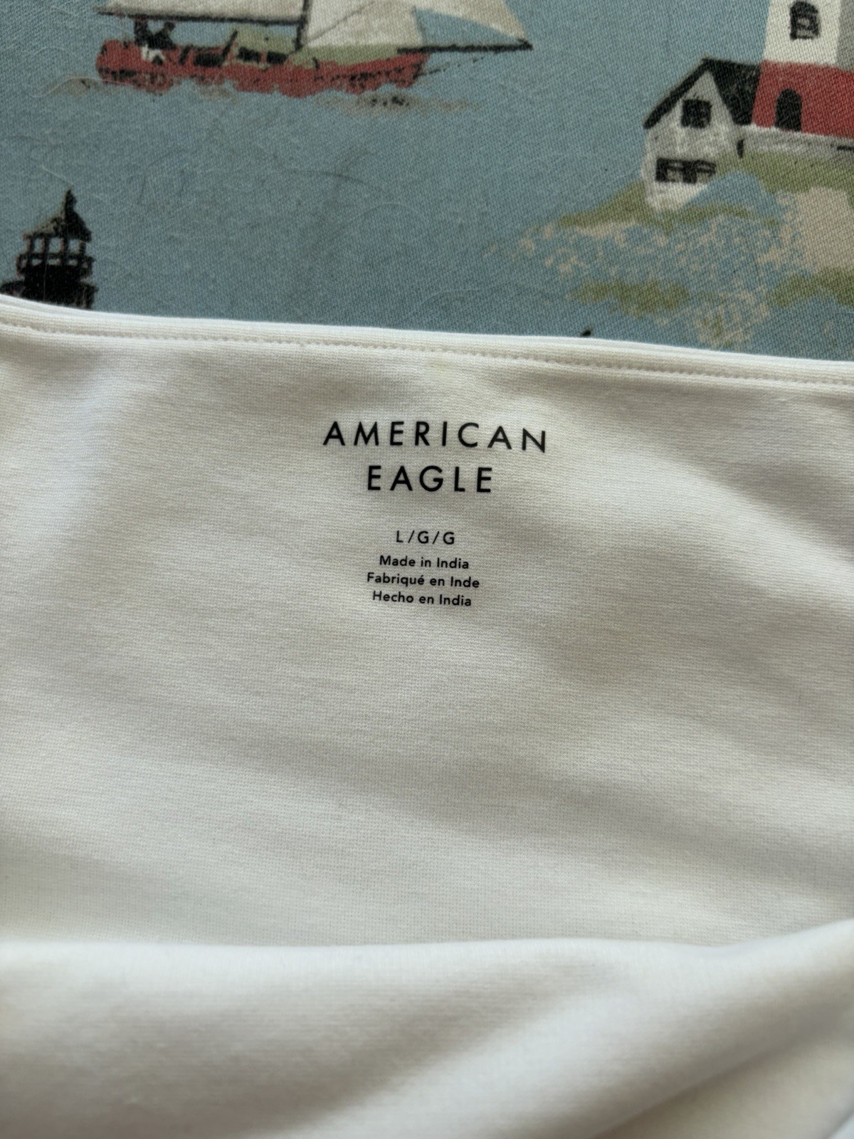 American Eagle White Strapless Tube Top Ruffle Hem Cotton Knit Women’s L