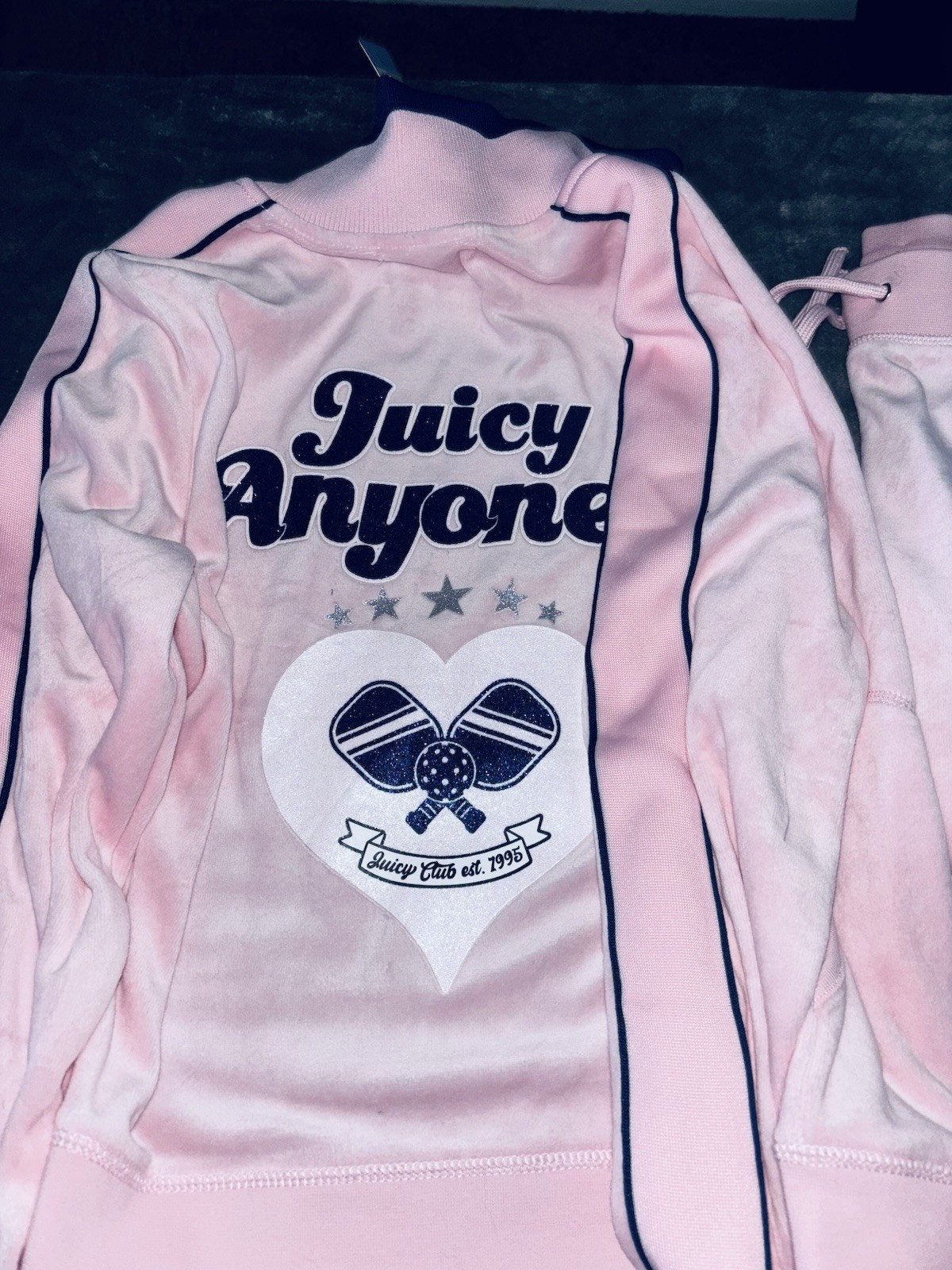 NWT Juicy Couture Velour Tracksuit Set Pink Women’s Size L Pickleball Set
