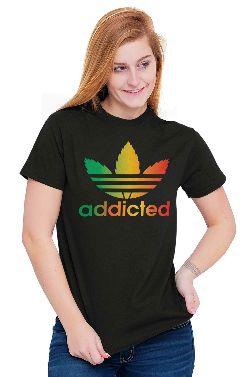 Funny Marijuana Stoner Addicted 420 Humor Womens or Mens Crewneck T Shirt Tee