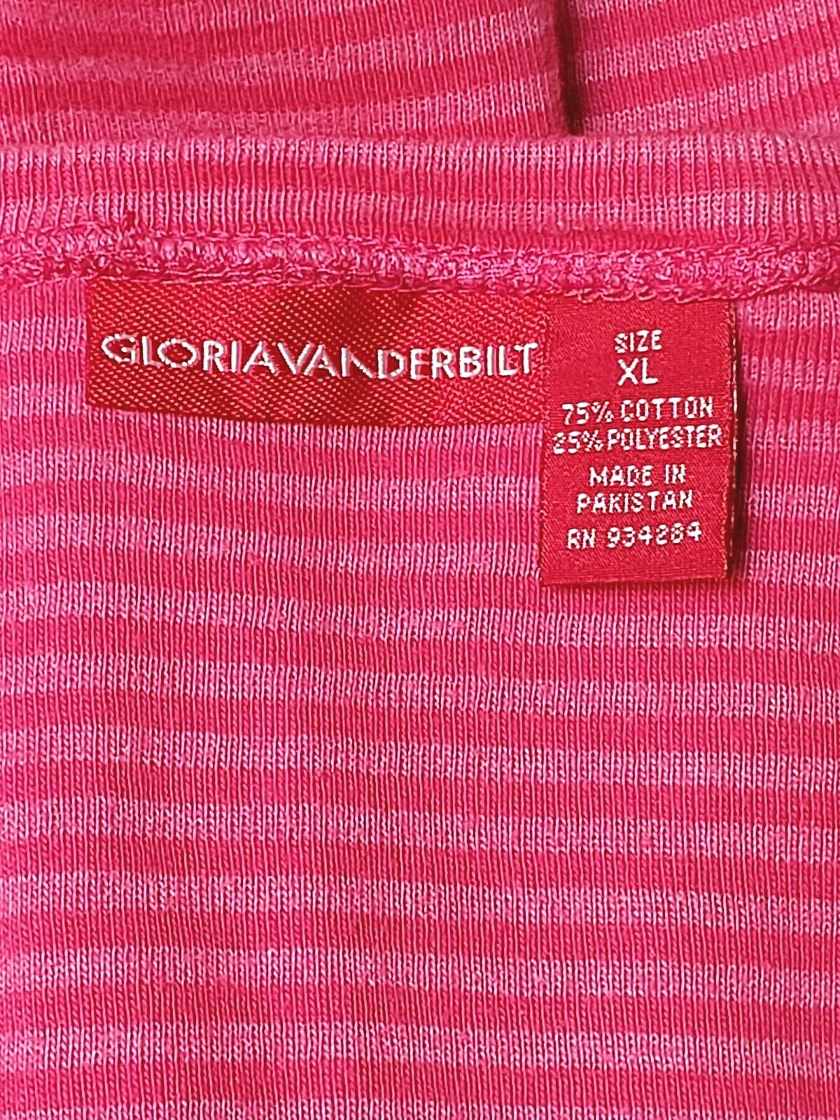 Gloria Vanderbilt Tank Top Stretch Stripes V-Neck Career Lagenlook Beachy Sz XL