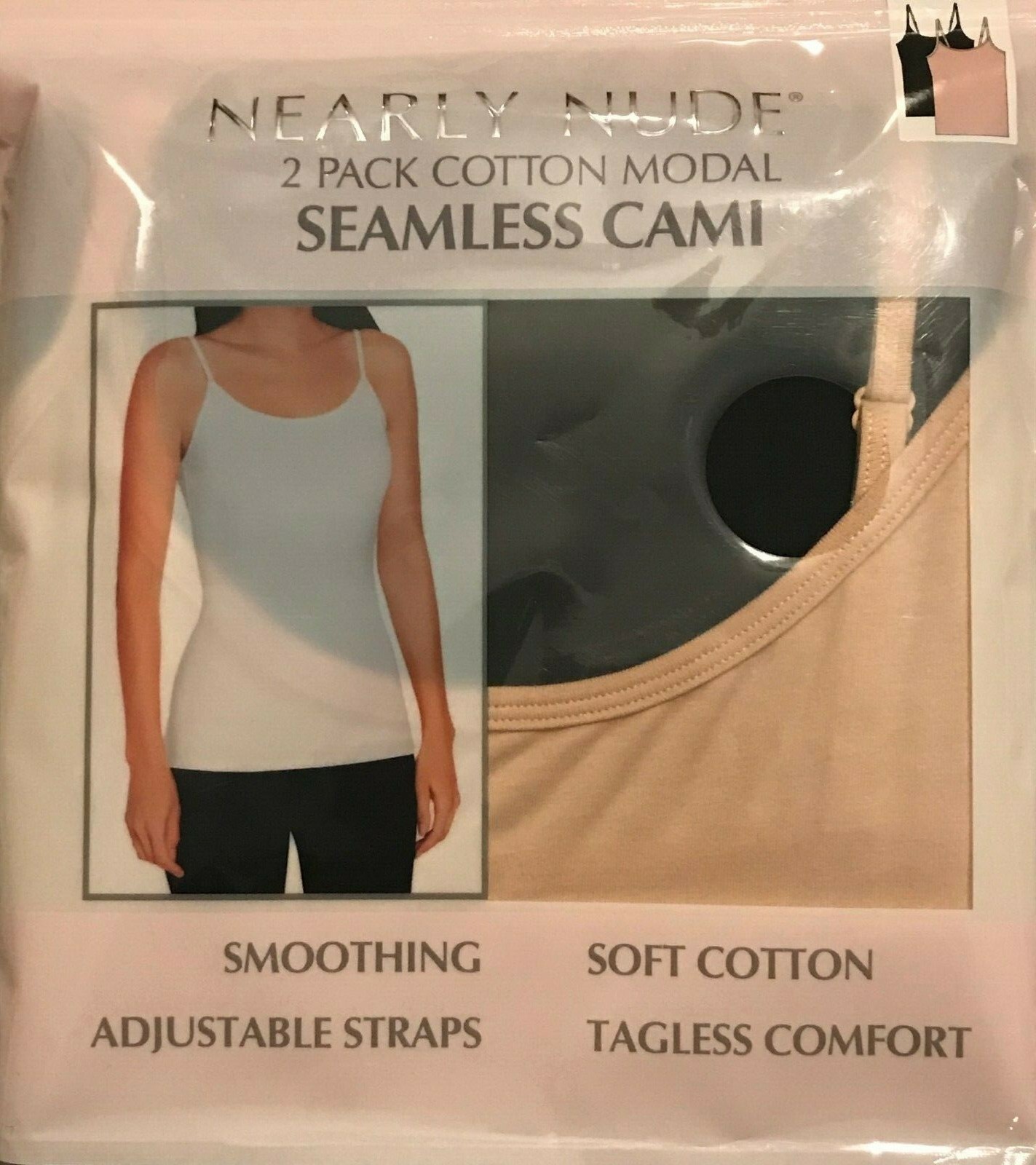 Nearly Nude Women’s 2 Pk Cotton Seamless Cami Tank Top Variety,Size’s Color’s