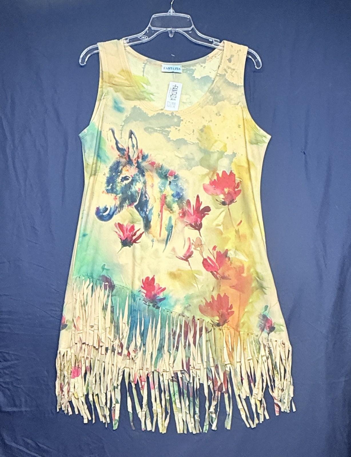 Fantazia Donkey/Horse Sleeveless Dress Tunic Shirt Western Boho Small New