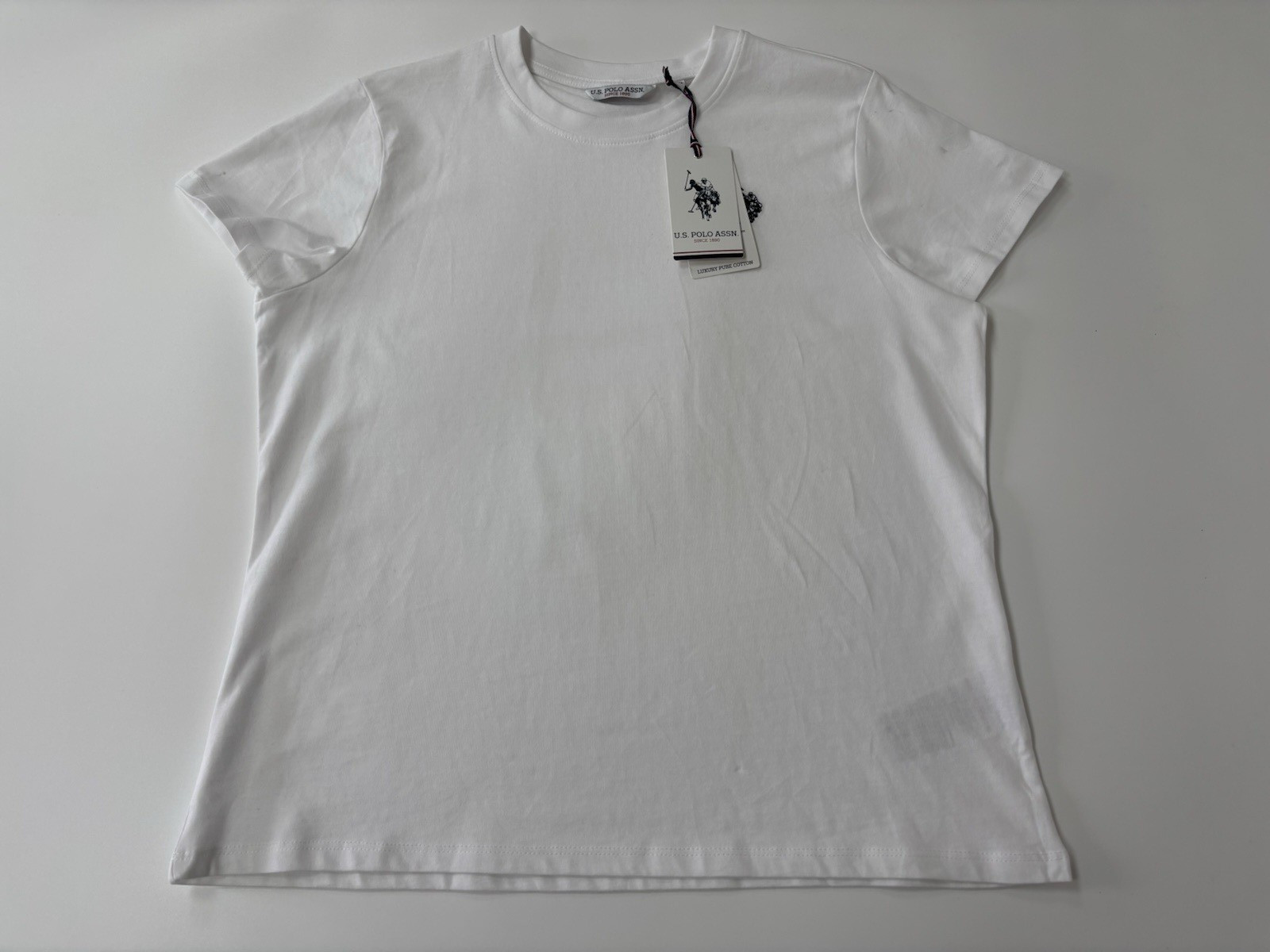 U.S. Polo Assn Women’s White Cotton Logo T-Shirt Size M 12 Marked WUP0634