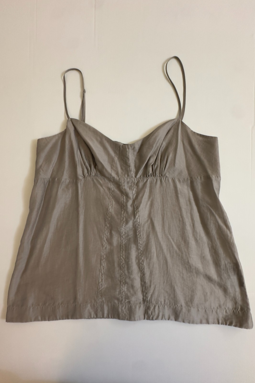H&M Edition Women’s XL Taupe Sheer Camisole Tank Top Satin Look Adjustable Strap