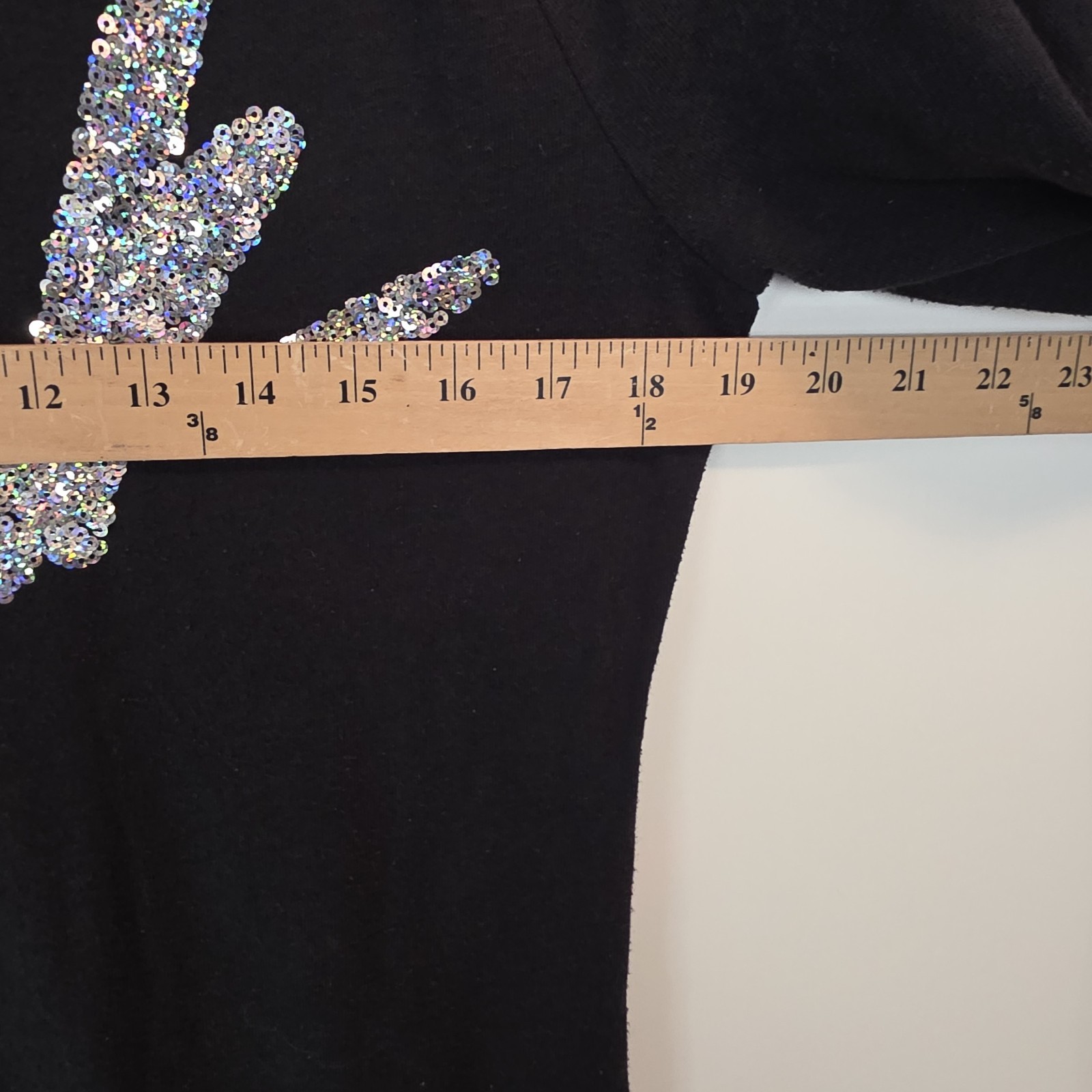 Victoria’s Secret PINK Sequin Logo Long Sleeve Tee Black Crew Neck Womens Small