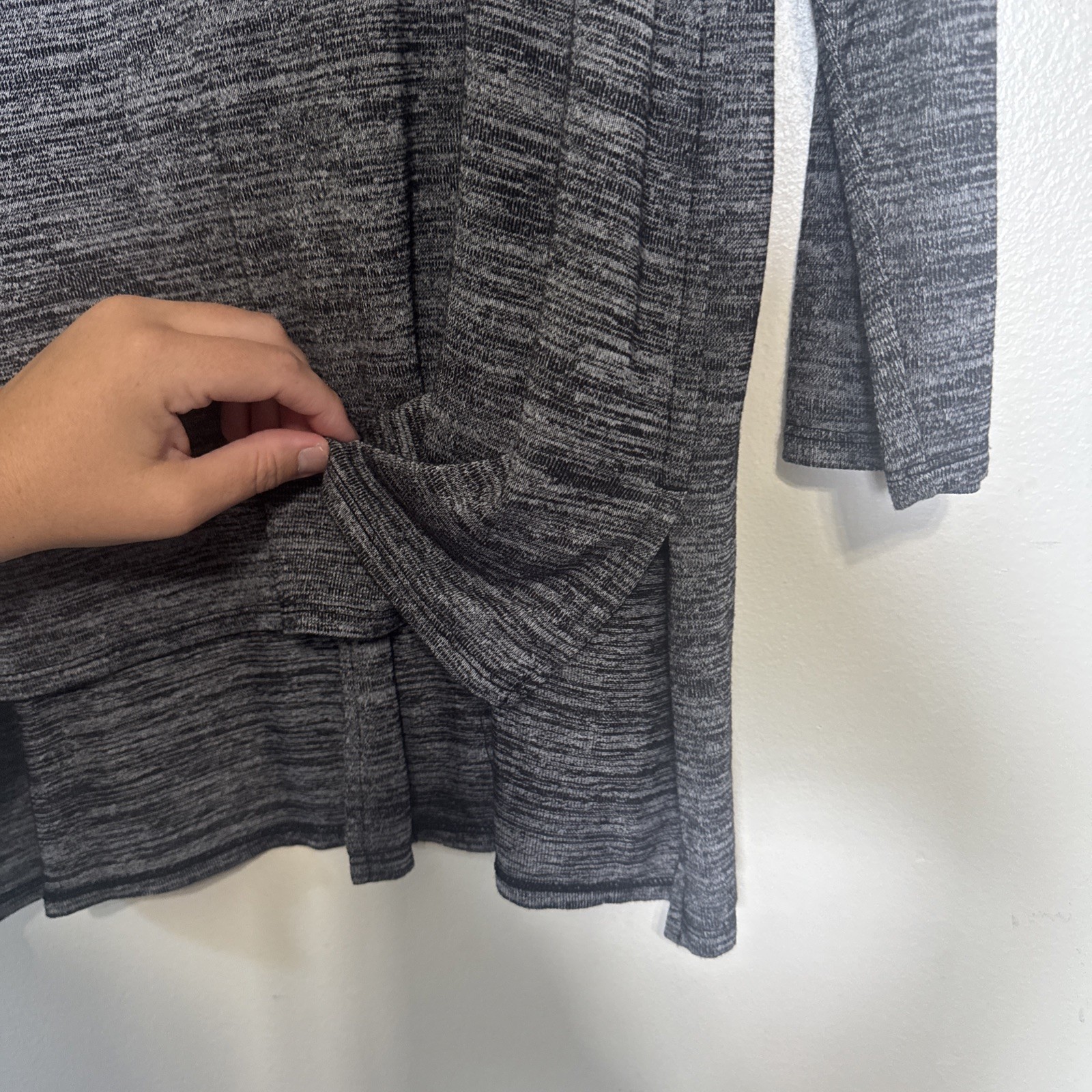 Soft Surroundings Gray Space Dye Long Sleeve Tunic Top XL Back Vent High Low Hem