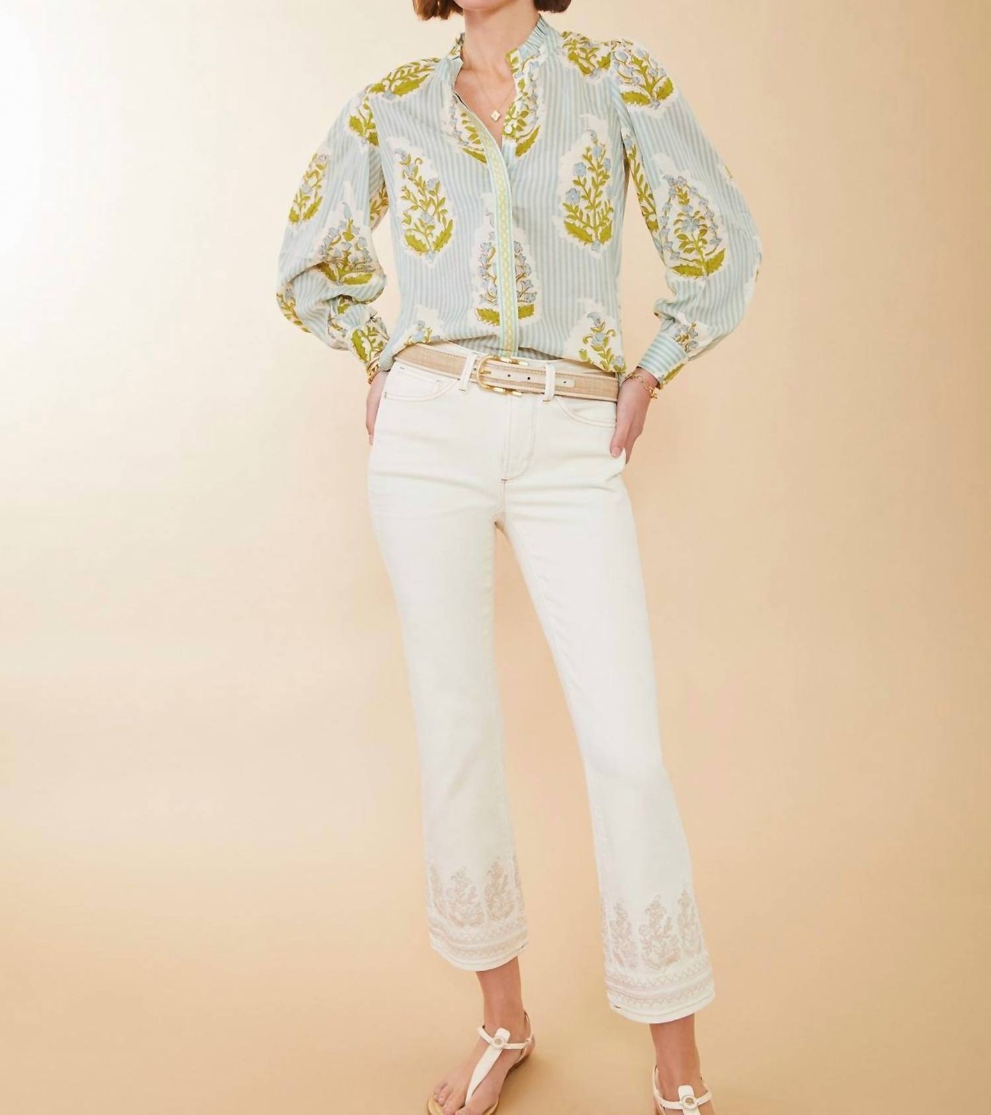 Spartina 449 Laurita Floral Motif Surf Blouse Size L
