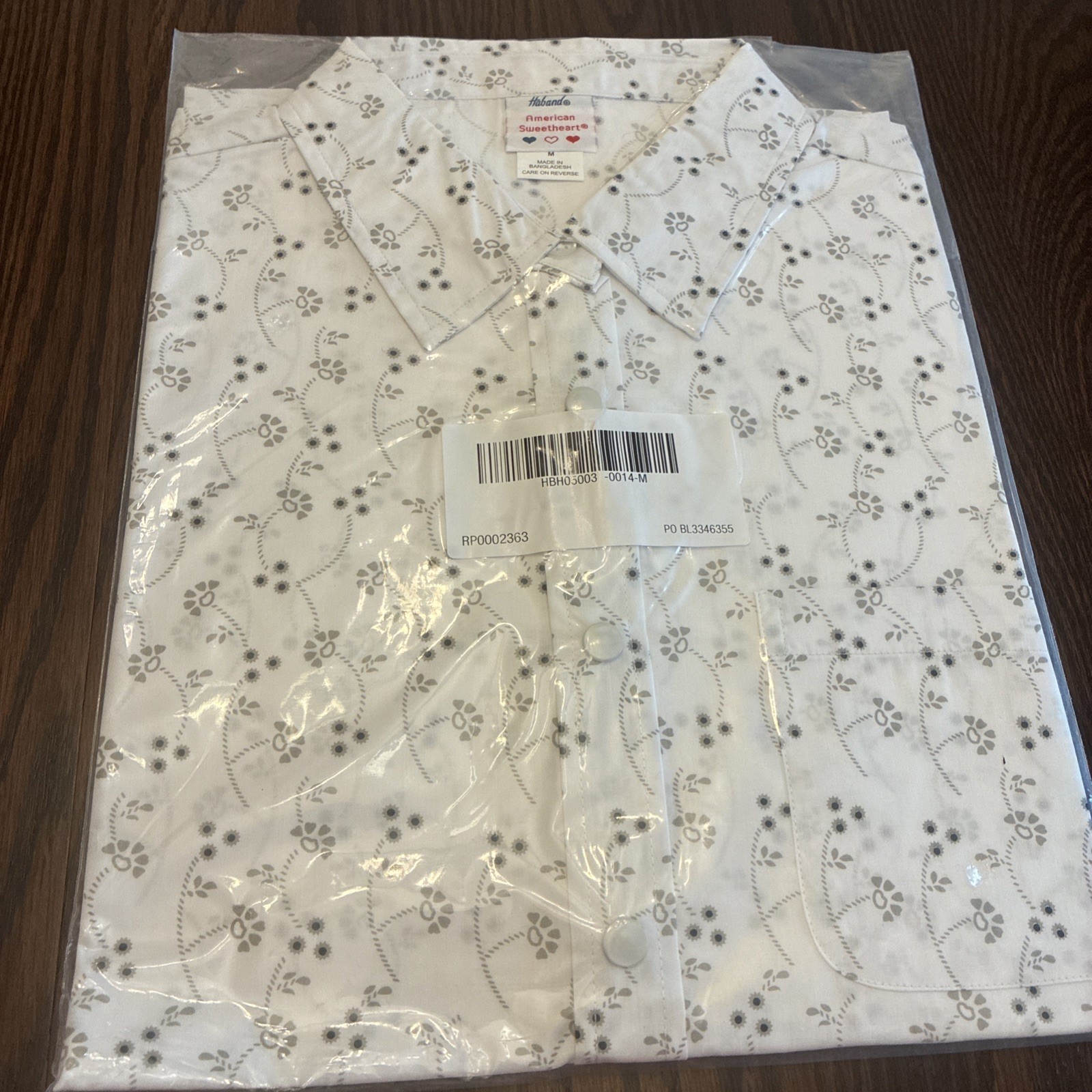 American Sweetheart Haband Floral Button Down Shirt lightweight Size medium New