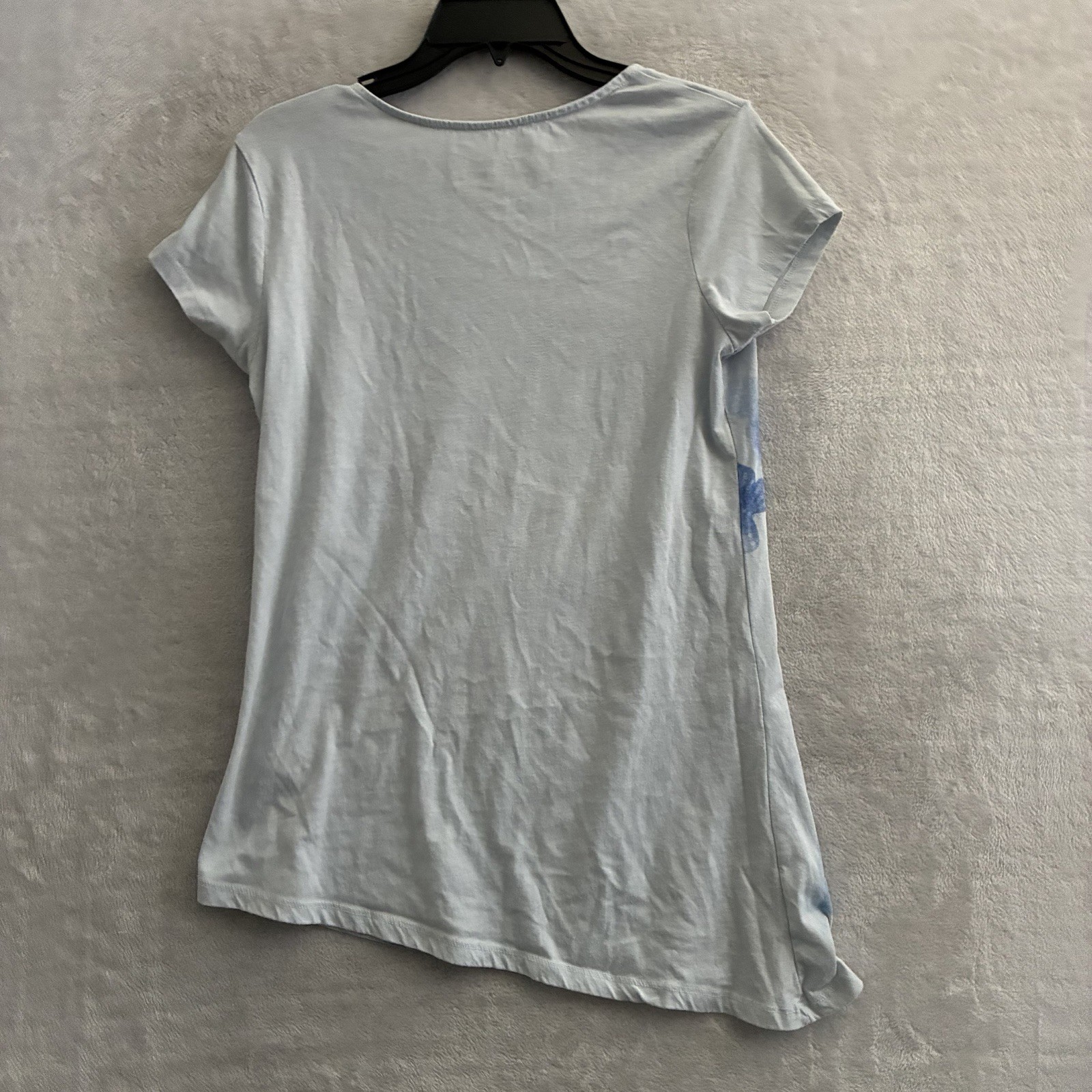 Disney Womans T Shirt Blue Geometric Small Cotton Blend Cinderella Short Sleeve