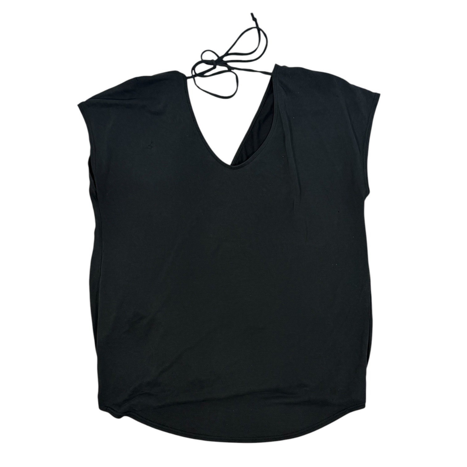 Green Envelope Womens M Black Surplice Faux Wrap Blouson Short Sleeve Stretch