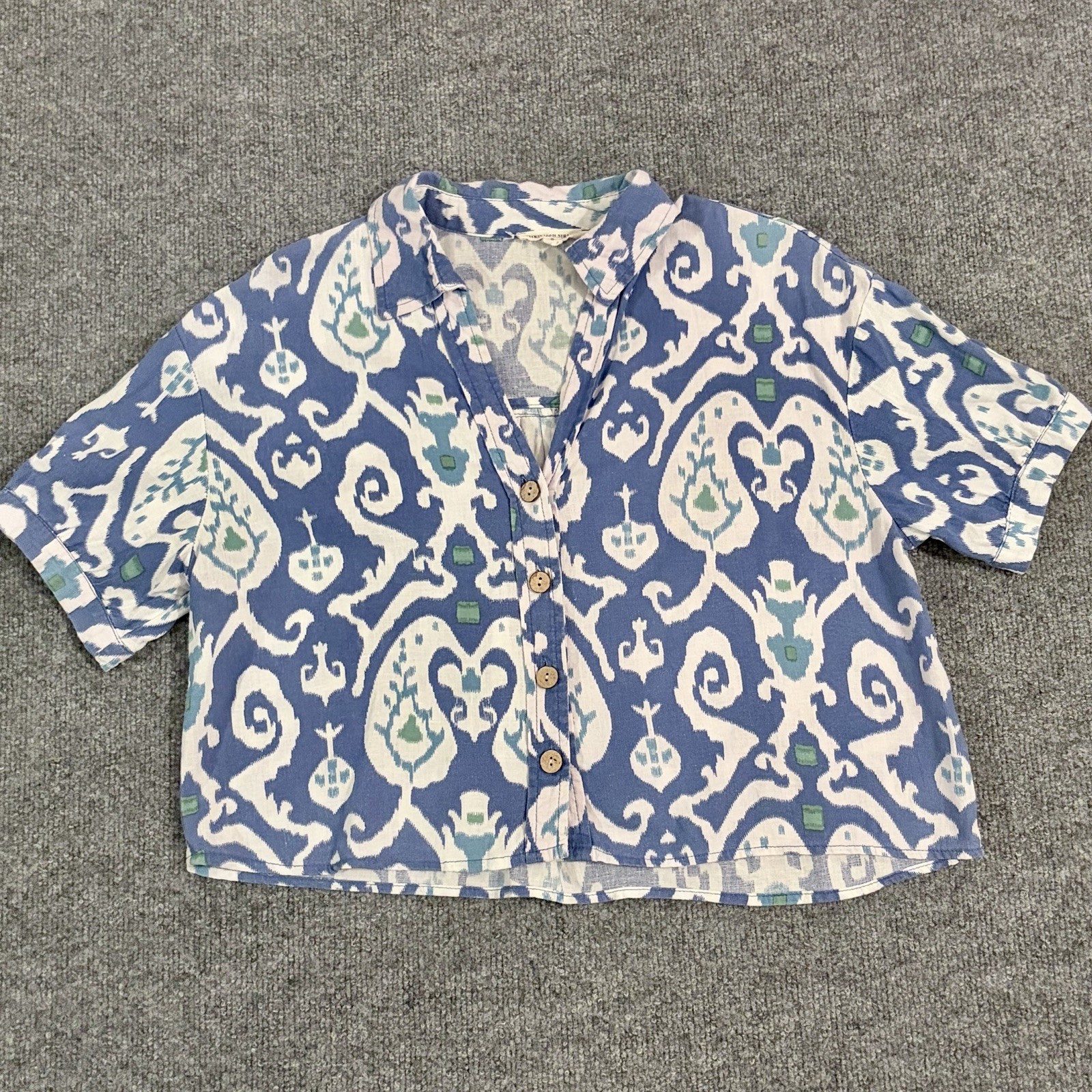 Christian Siriano Blue and White Ikat Top Size Small