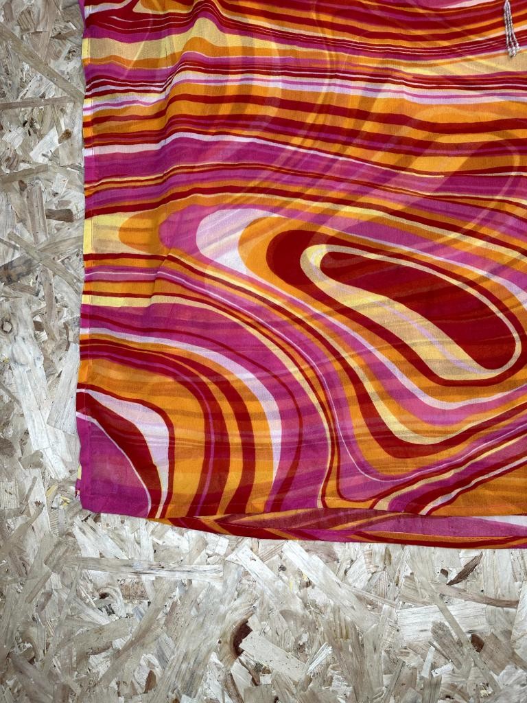 Signature Club A Kaftan Top Womens One Size Pink Orange Psychedelic Sequin