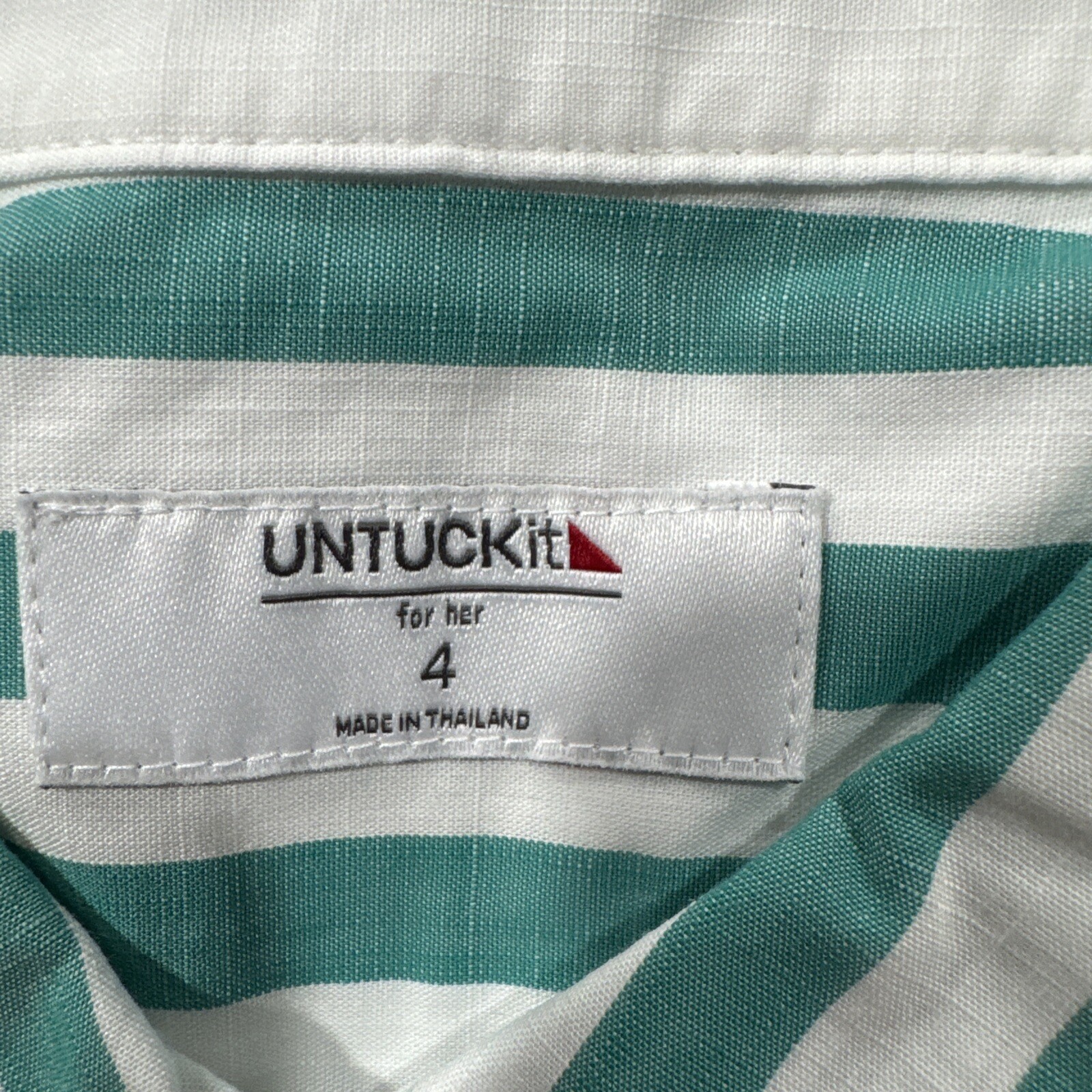UNTUCKit Button Down Shirts Cole Green & White Stripes Blouse Women’s Size 4