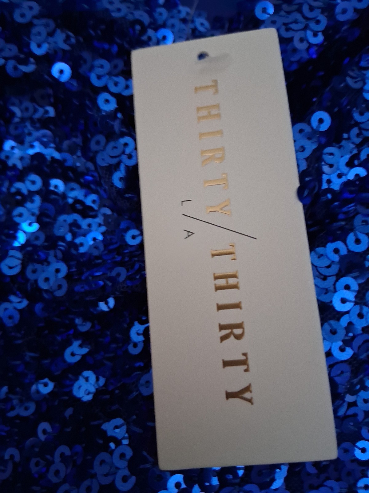 THIRTY THIRTY LA Womens Full Sequin Blue Shirt Top NWT – Sz Large