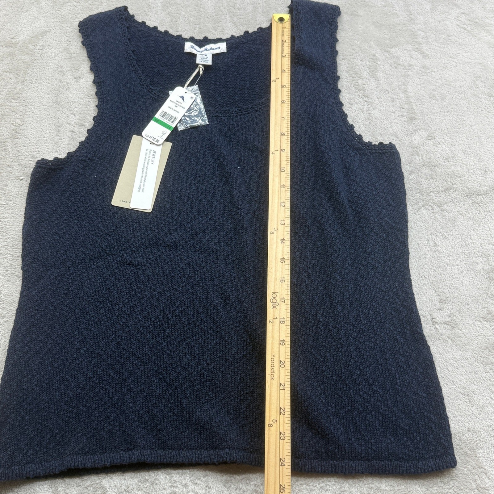 Tommy Bahama Water’s Edge Scoop Neck Tank Top Women L Dark Sapphire Coastal Chic