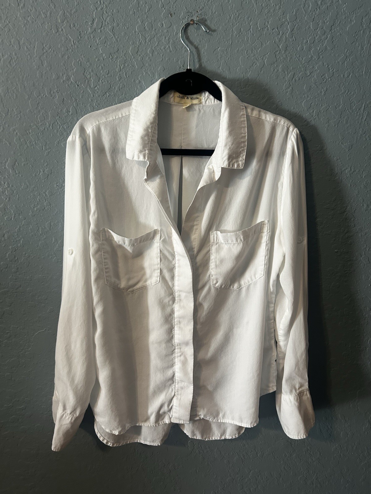 Cloth & Stone White Tencel Lyocell Split Back Button Down Shirt – Large