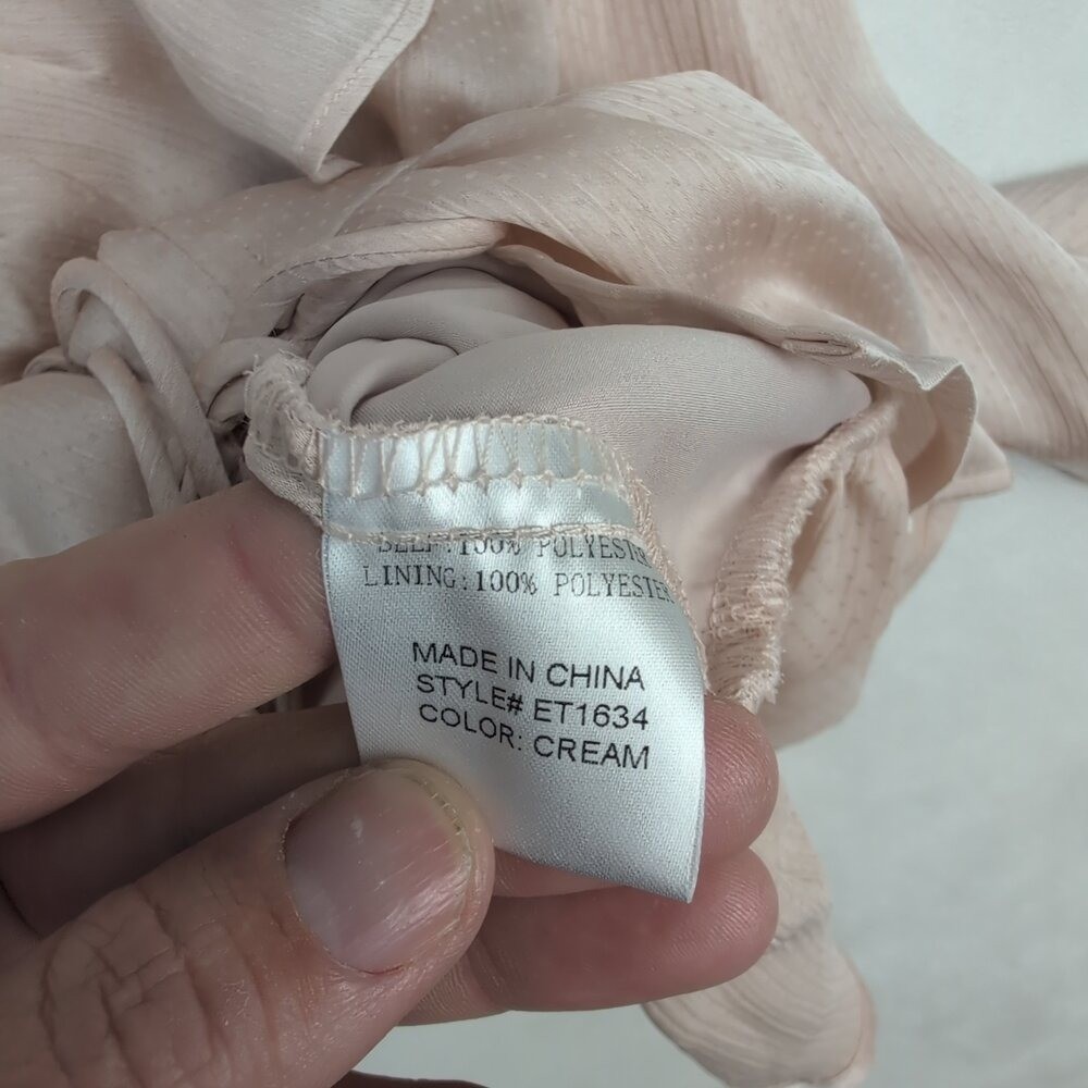 Altar’d State Ruffle Tie-Front Peplum Blouse XS – Soft Blush